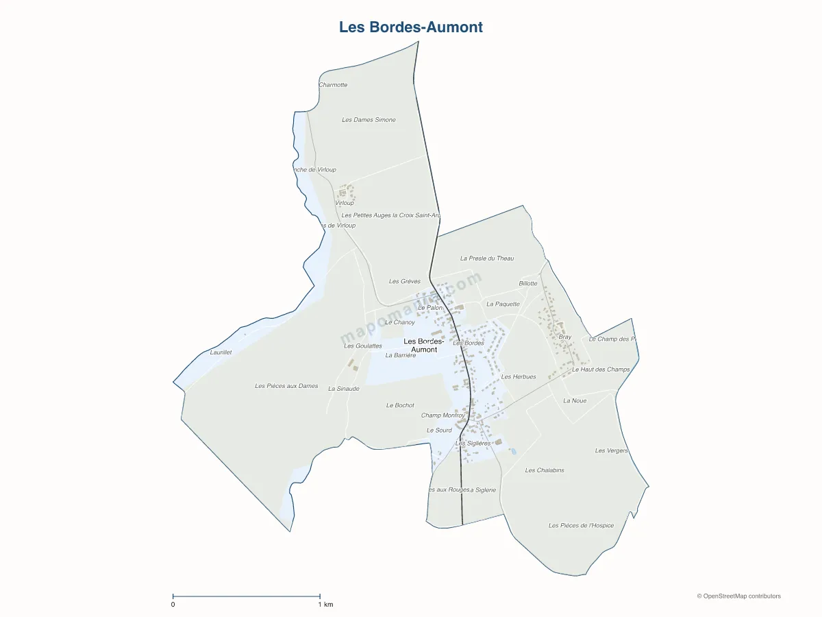 Carte de Les Bordes-Aumont à personnaliser