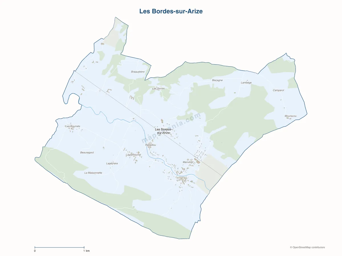 Carte de Les Bordes-sur-Arize à personnaliser