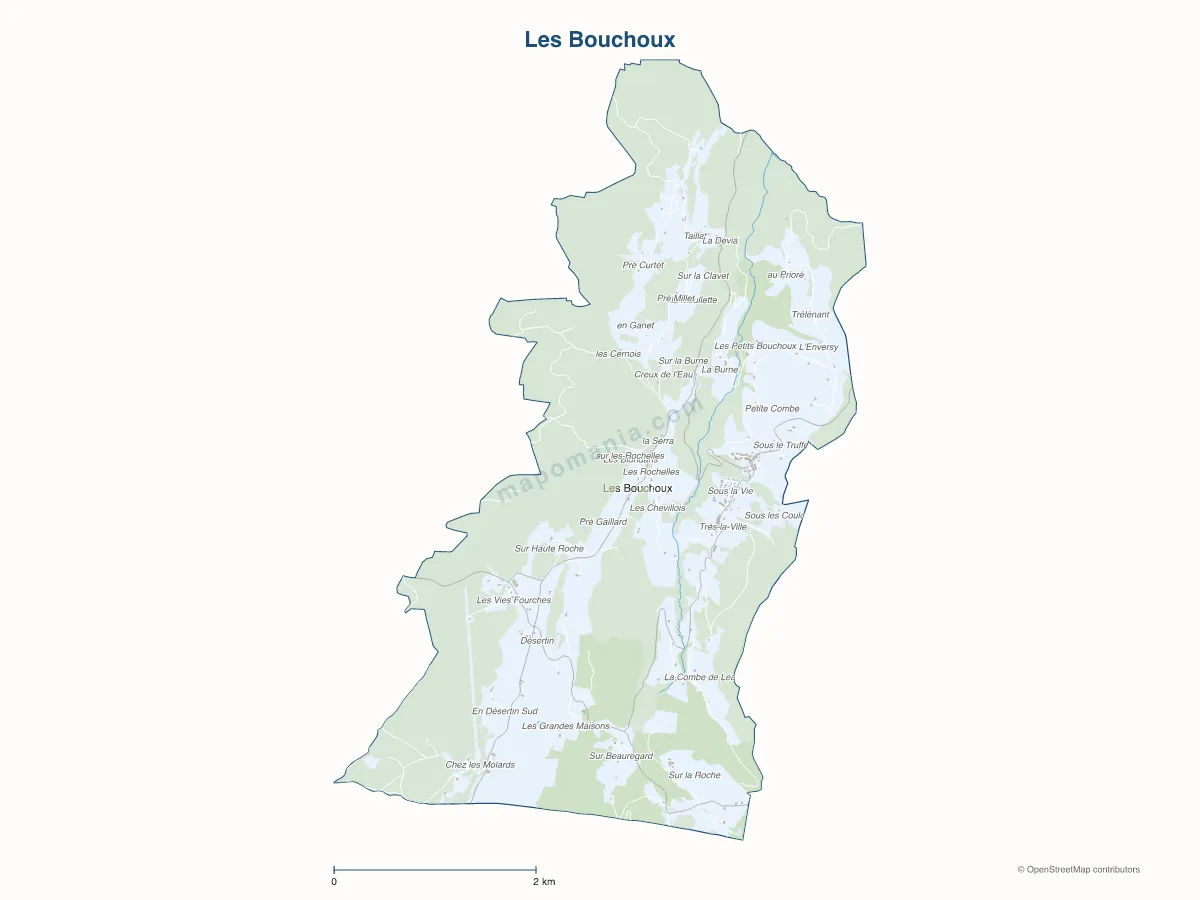 Carte de Les Bouchoux à personnaliser
