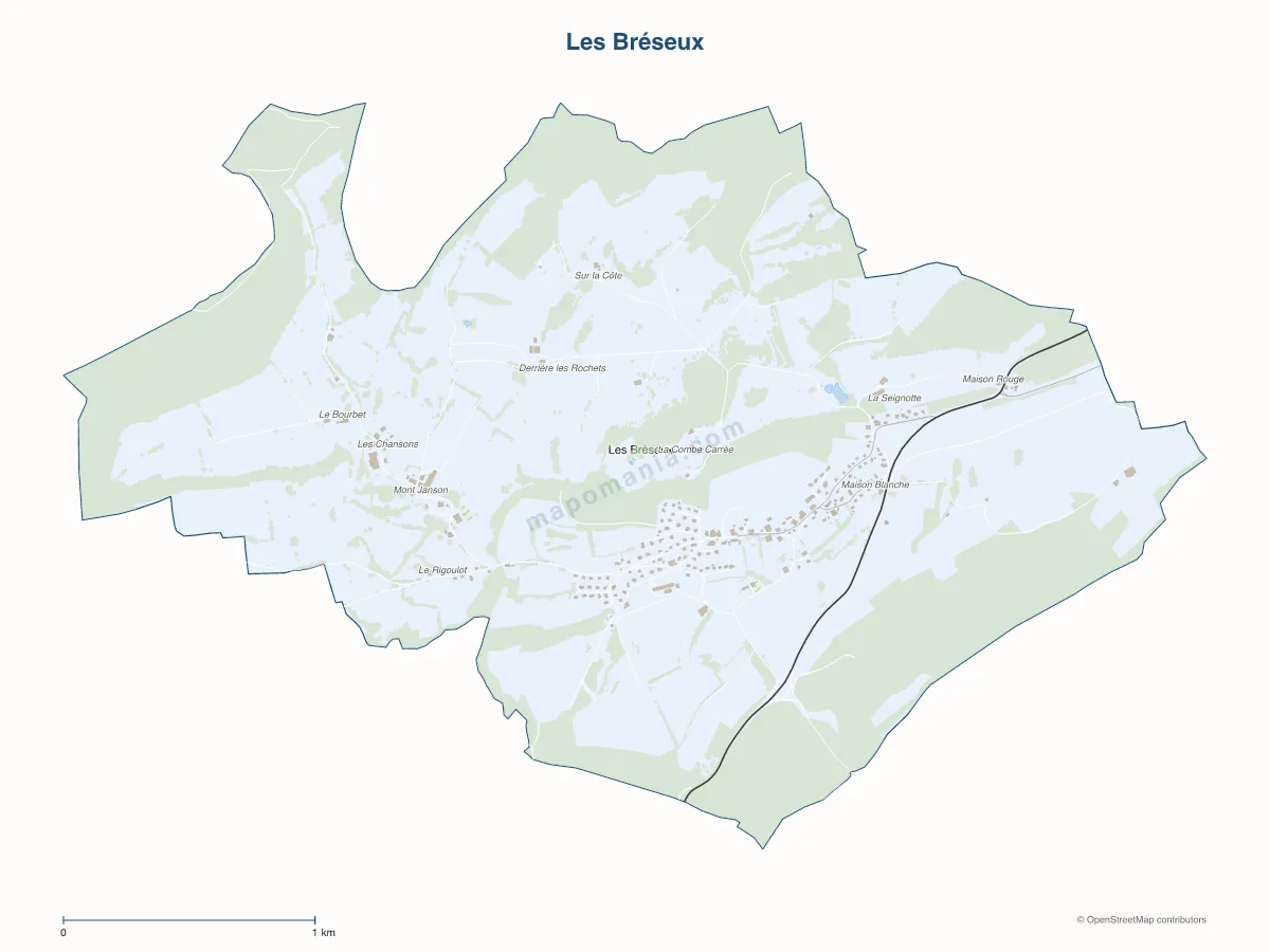 Carte de Les Bréseux à personnaliser