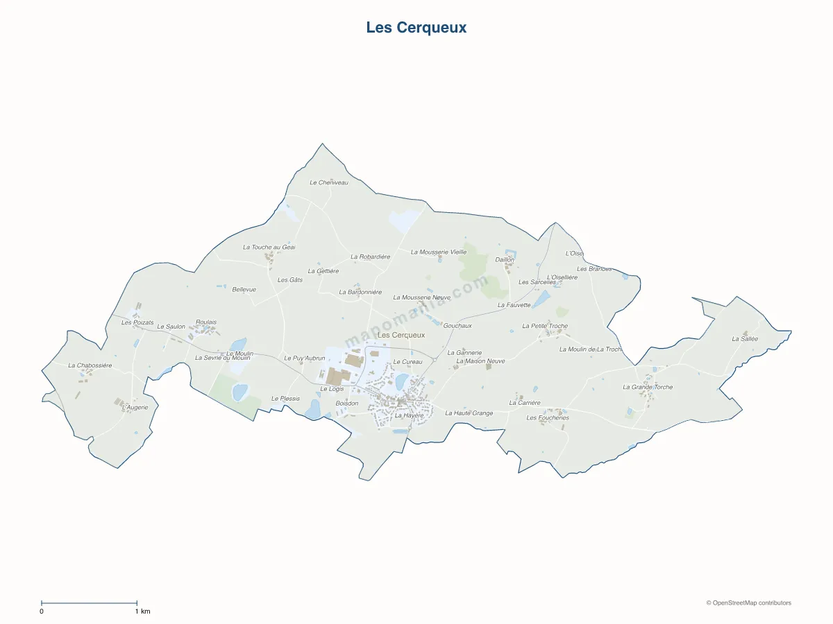 Carte de Les Cerqueux à personnaliser