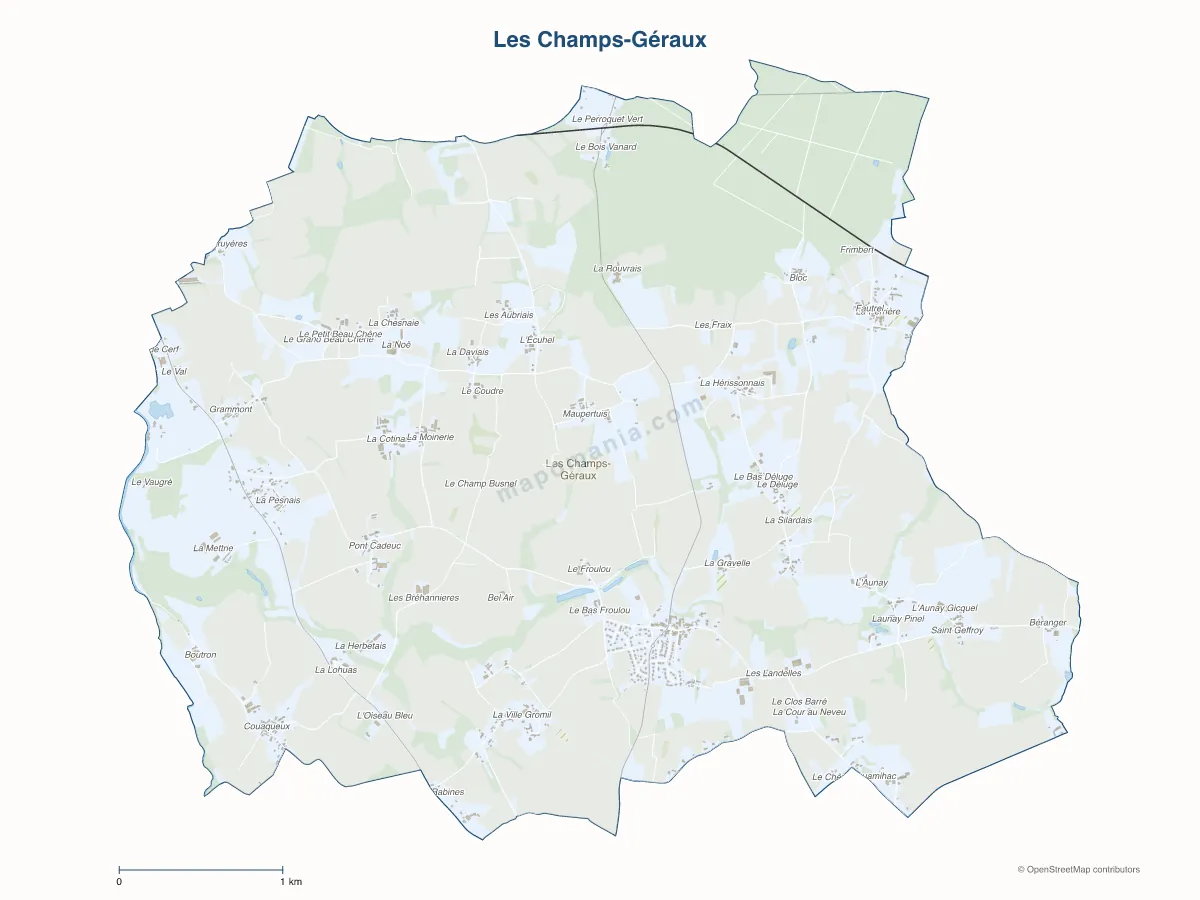 Carte de Les Champs-Géraux à personnaliser
