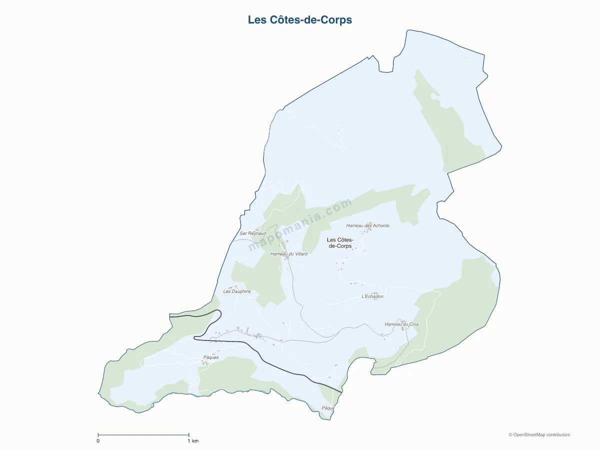 Carte de Les Côtes-de-Corps à personnaliser