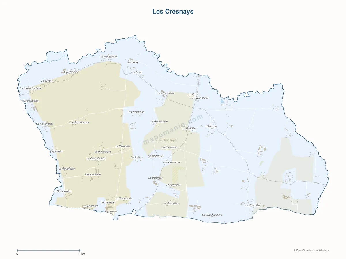 Carte de Les Cresnays à personnaliser