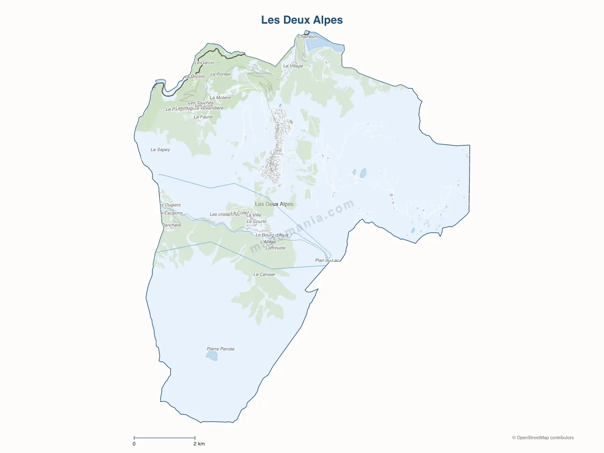 Carte de Les Deux Alpes à personnaliser