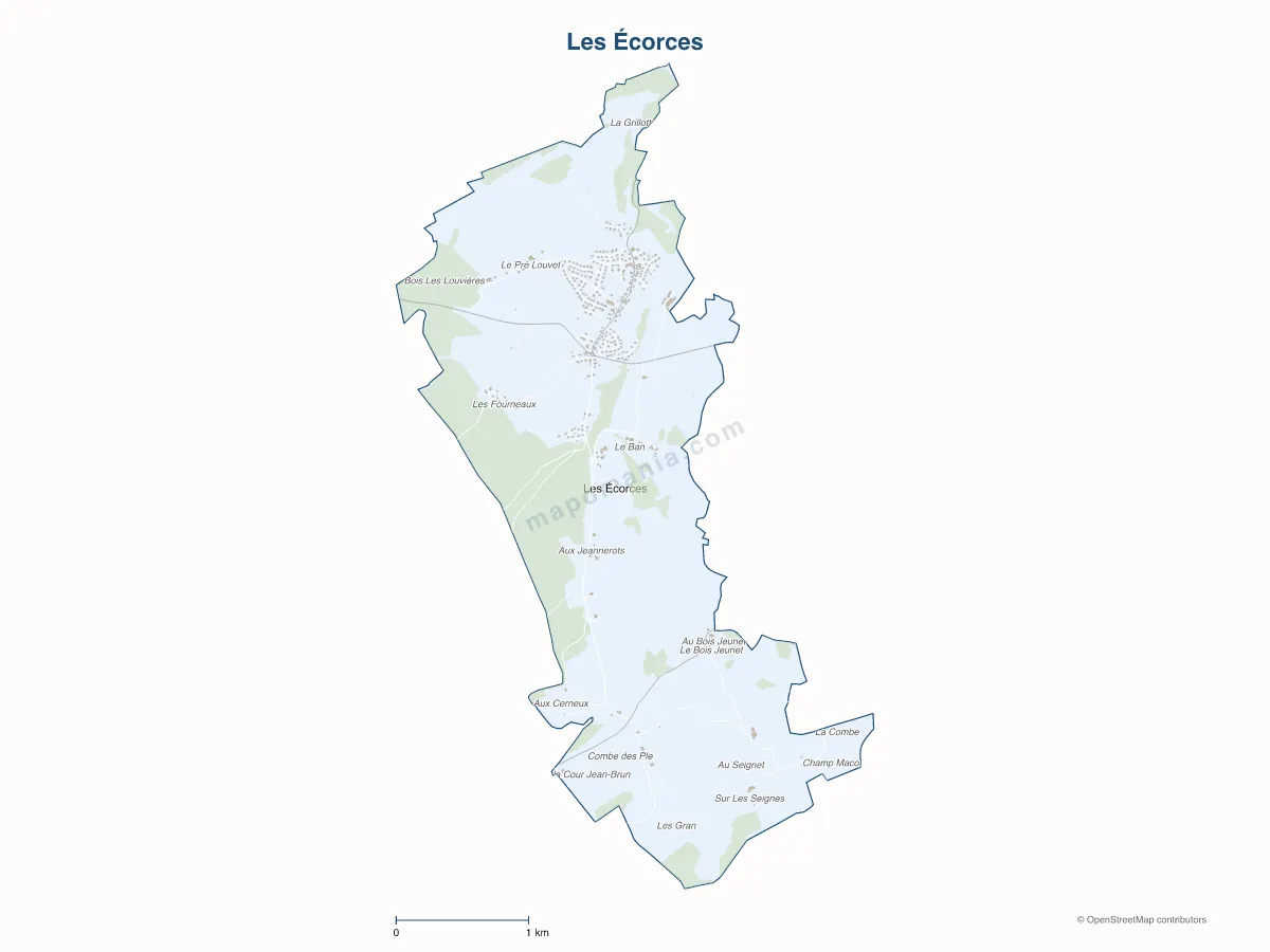 Carte de Les Écorces à personnaliser