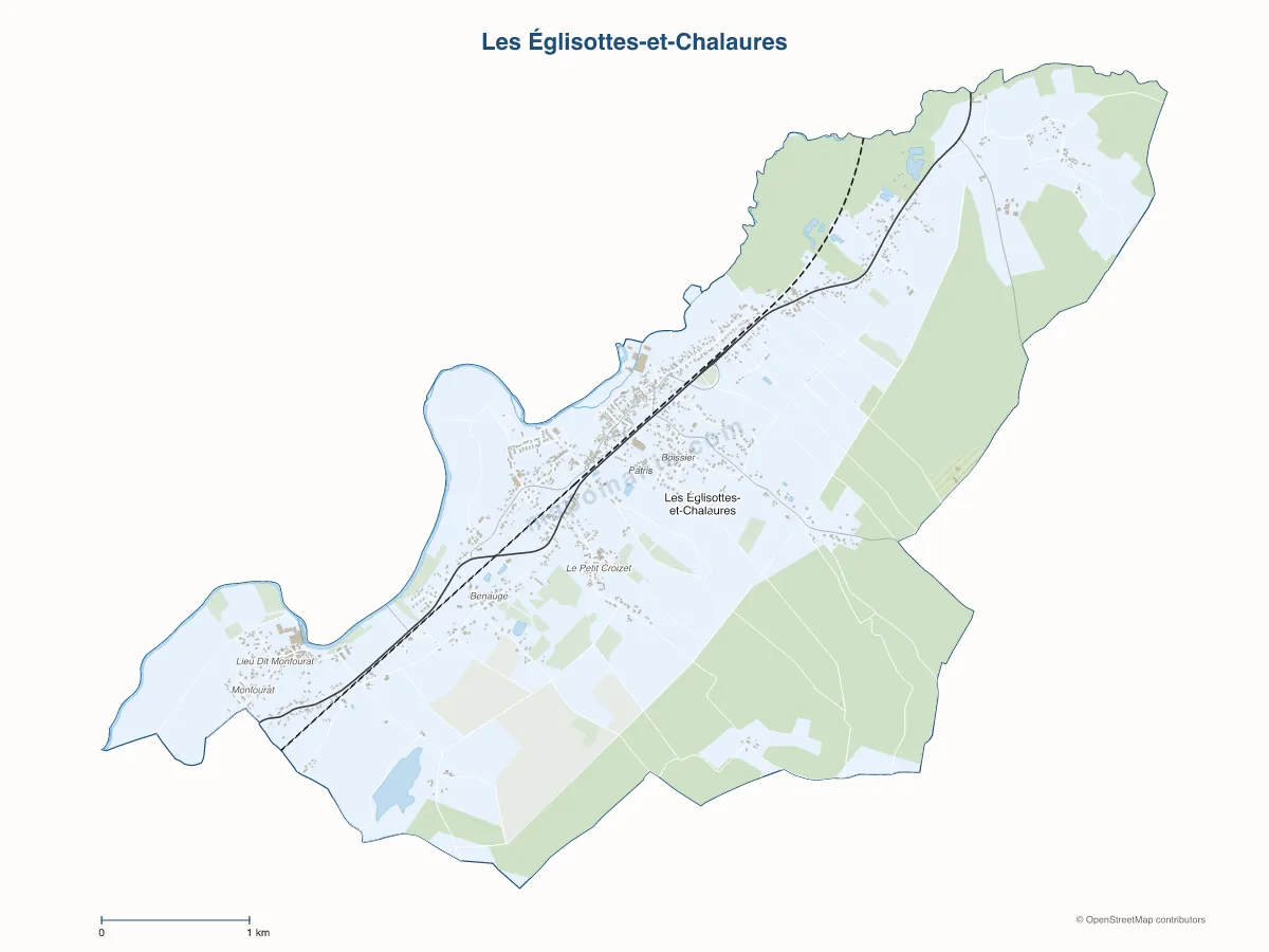 Carte de Les Églisottes-et-Chalaures à personnaliser