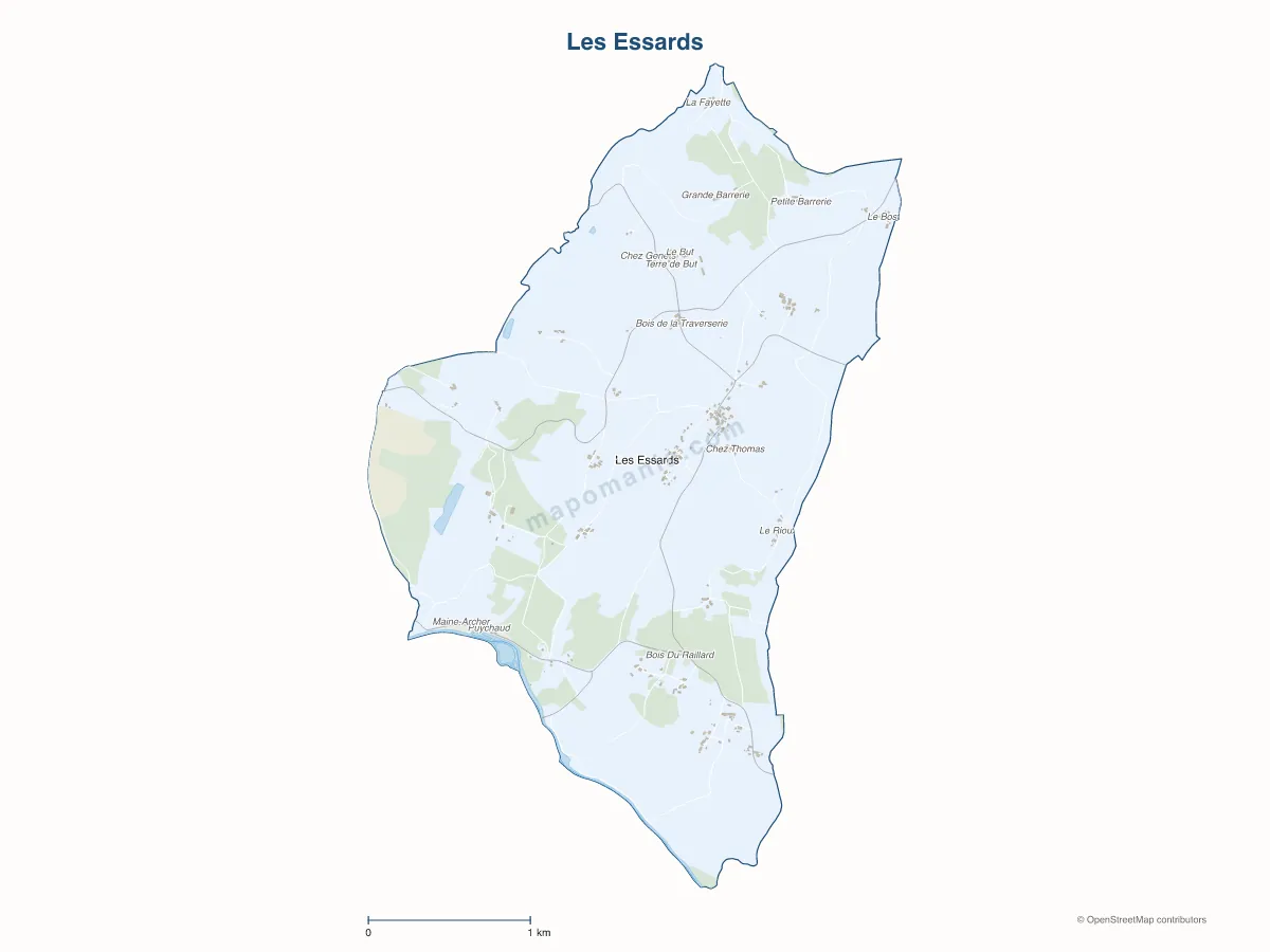 Carte de Les Essards à personnaliser