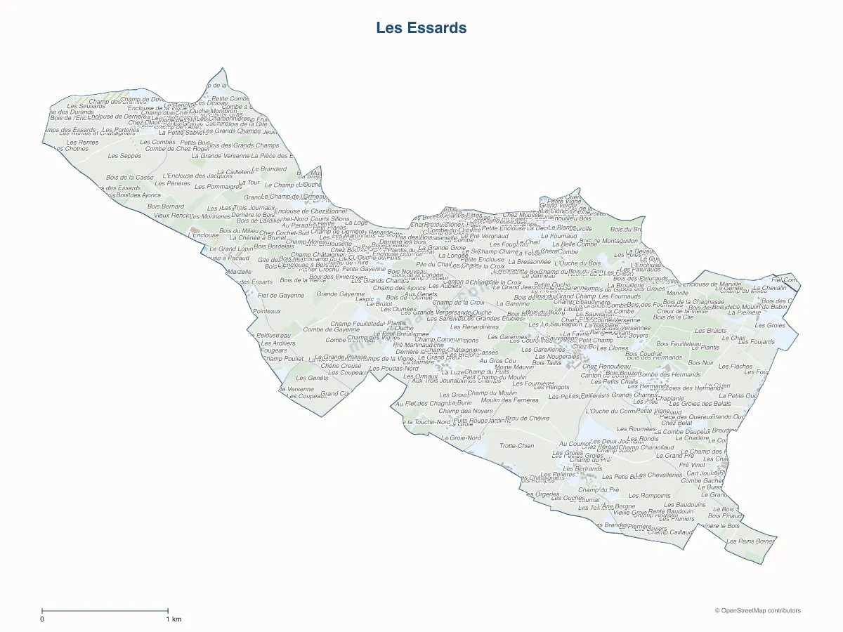 Carte de Les Essards à personnaliser