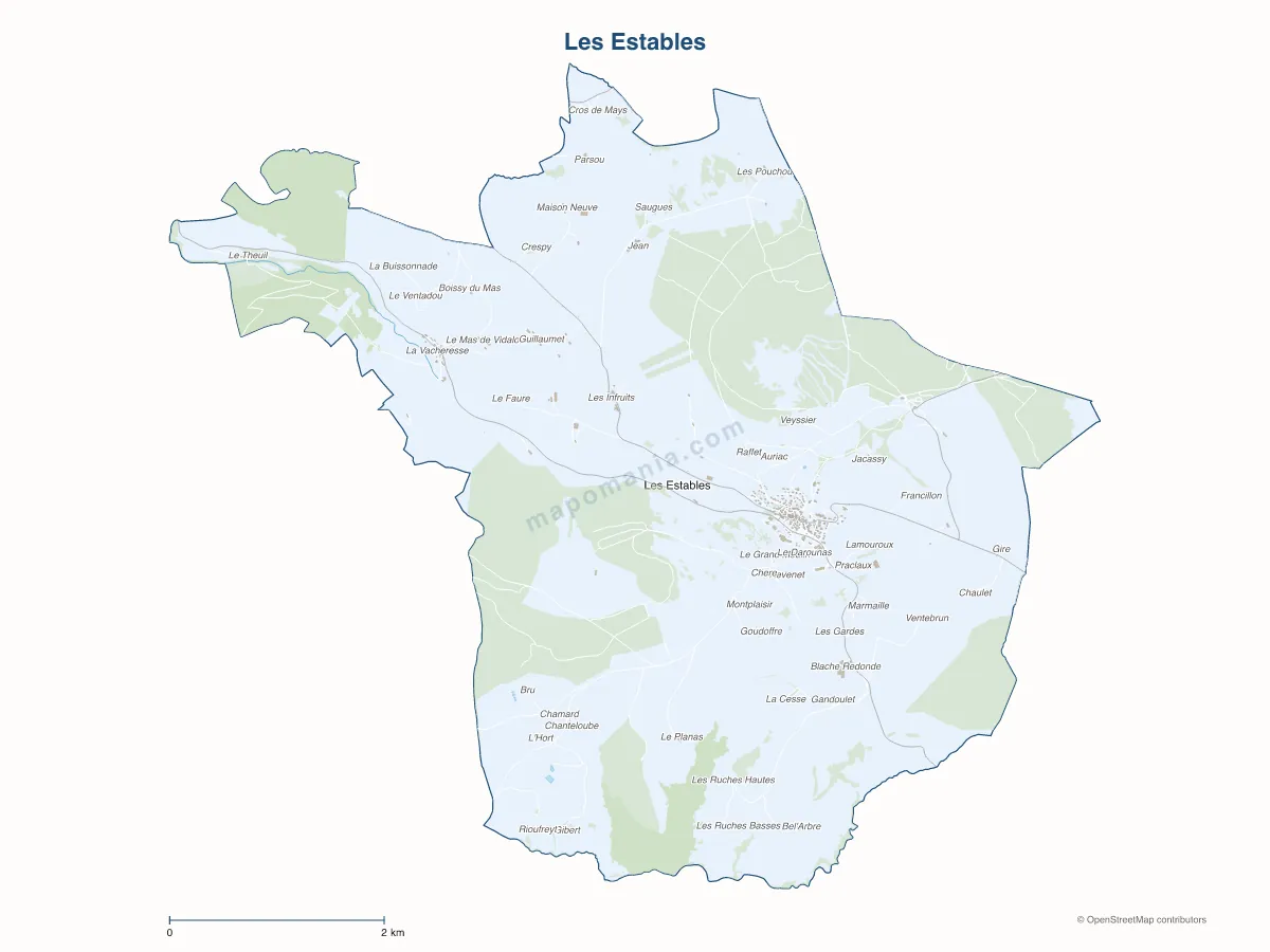 Carte de Les Estables à personnaliser
