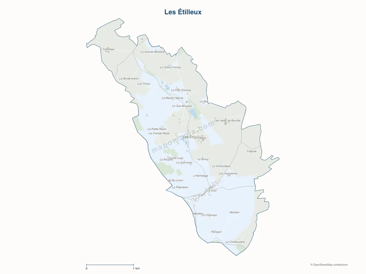 Carte de Les Étilleux à personnaliser