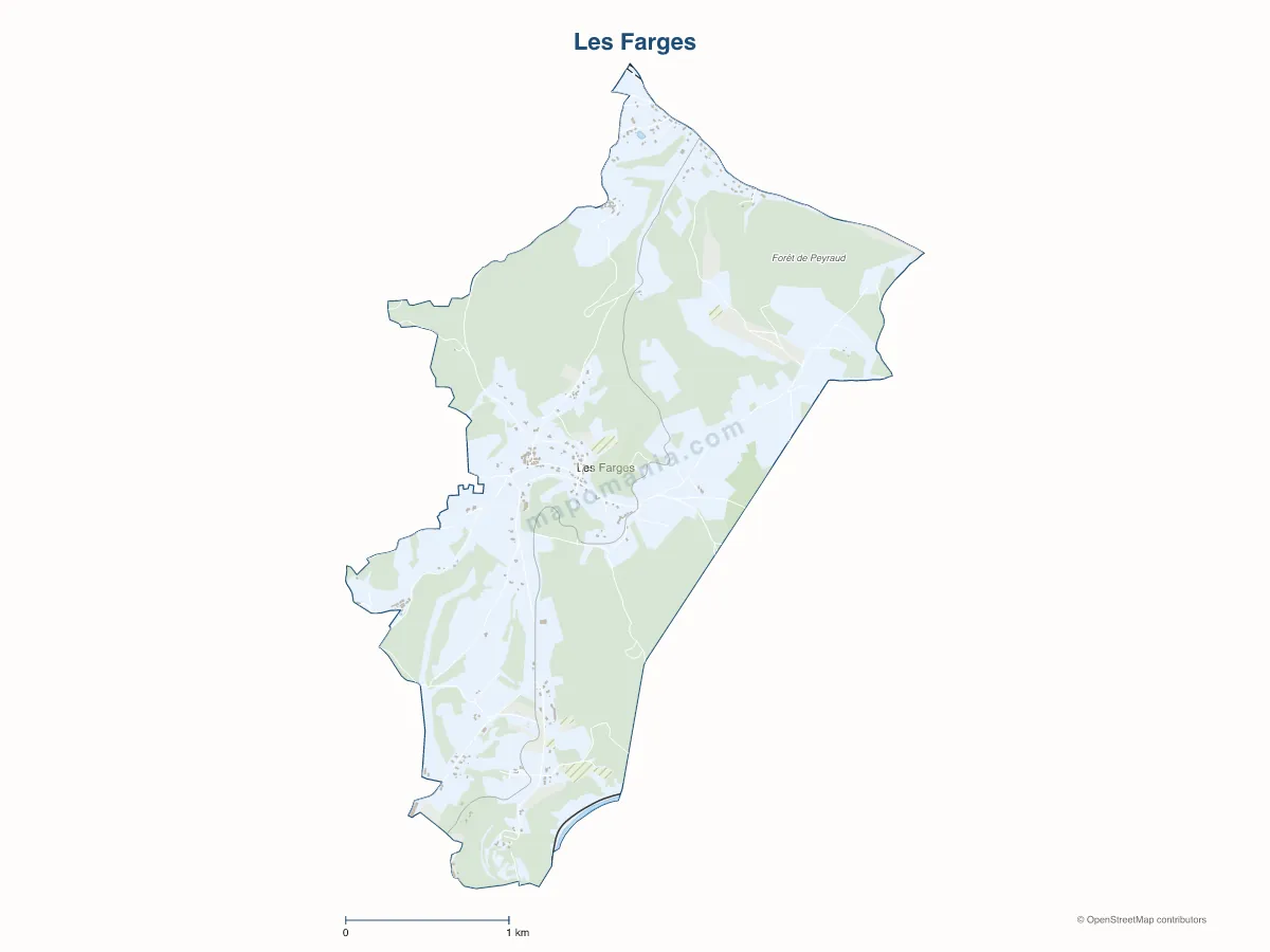 Carte de Les Farges à personnaliser