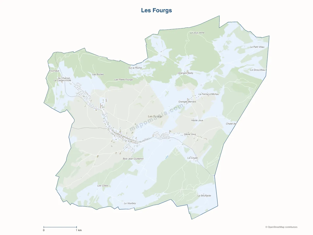 Carte de Les Fourgs à personnaliser