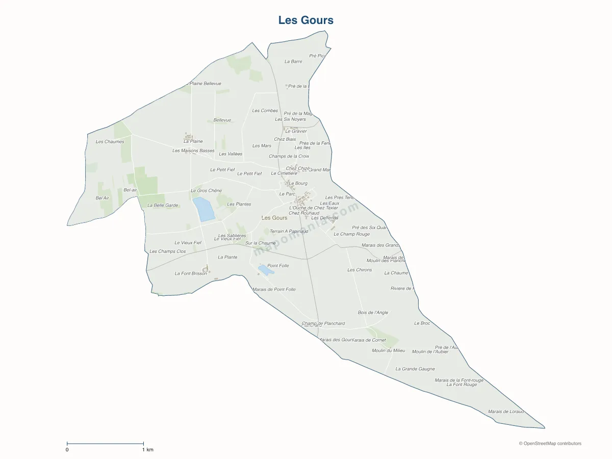 Carte de Les Gours à personnaliser