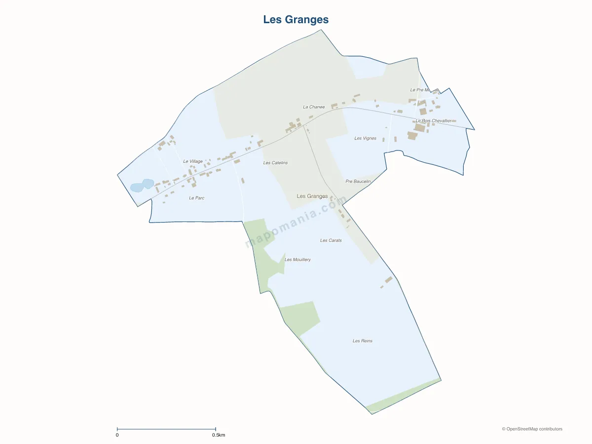 Carte de Les Granges à personnaliser