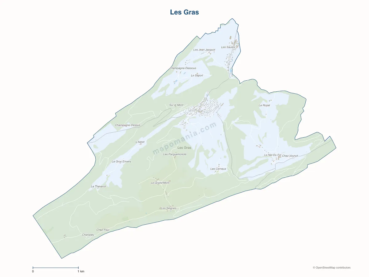 Carte de Les Gras à personnaliser