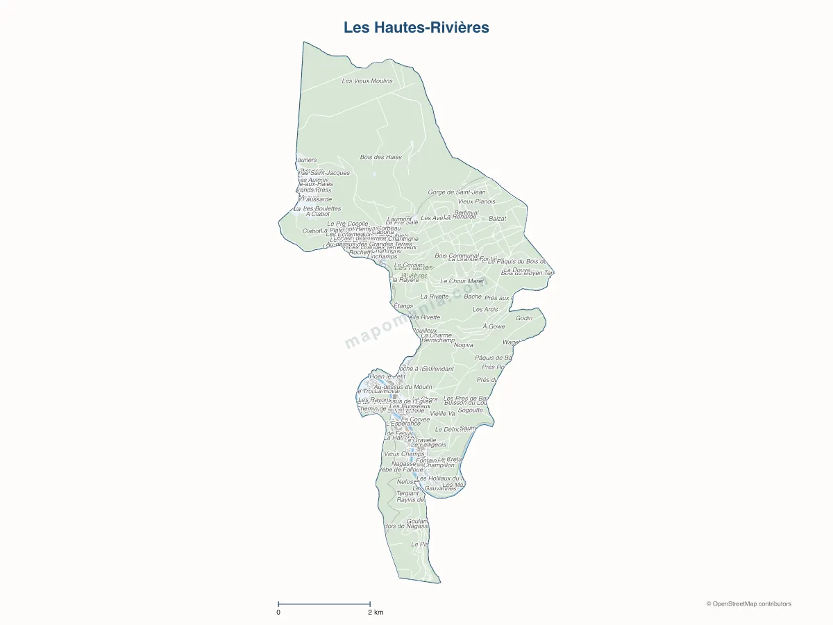 Carte de Les Hautes-Rivières à personnaliser