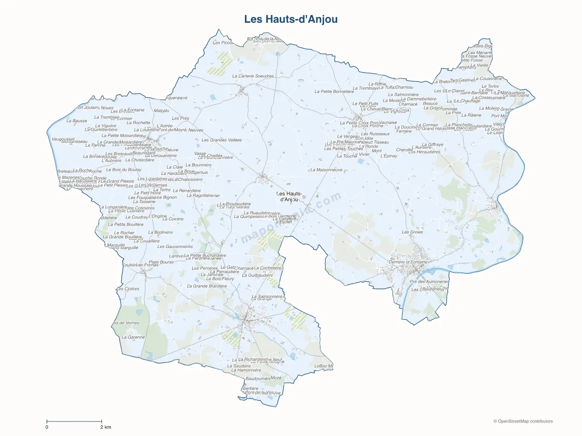 Carte de Les Hauts-d'Anjou à personnaliser