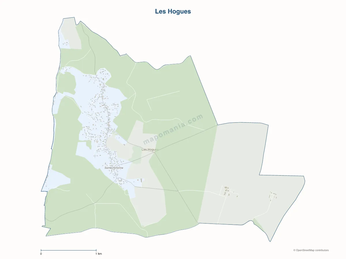 Carte de Les Hogues à personnaliser