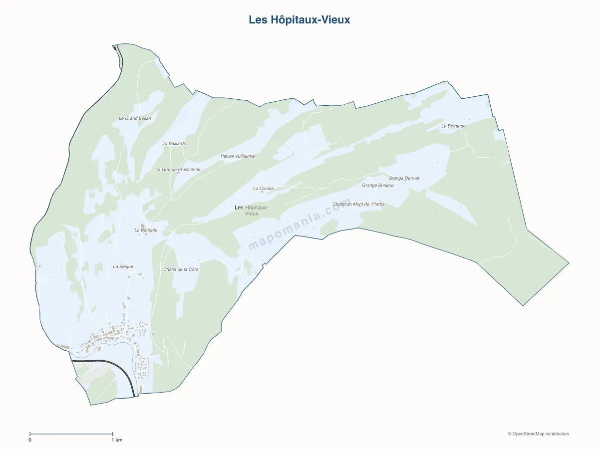 Carte de Les Hôpitaux-Vieux à personnaliser