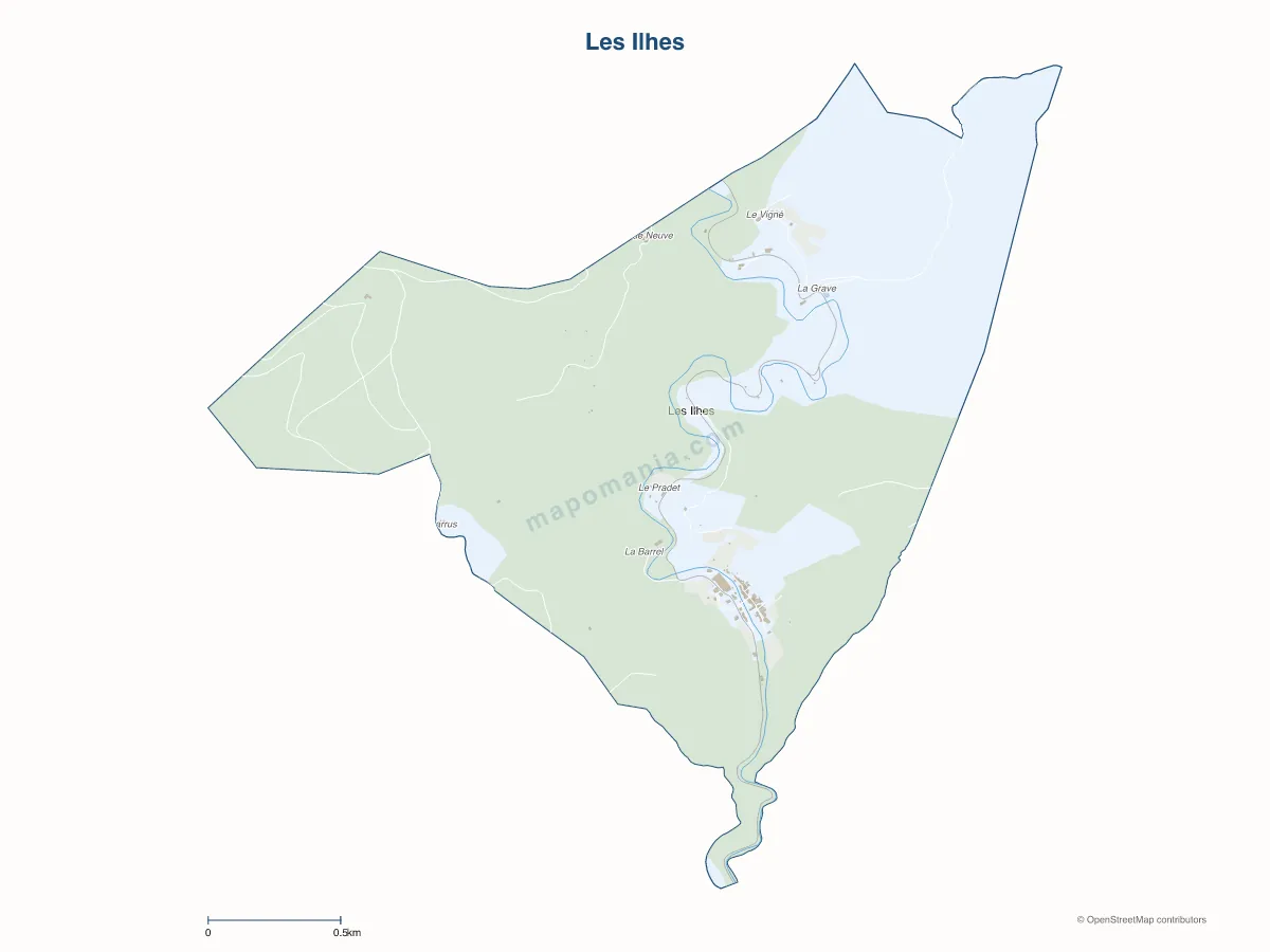 Carte de Les Ilhes à personnaliser