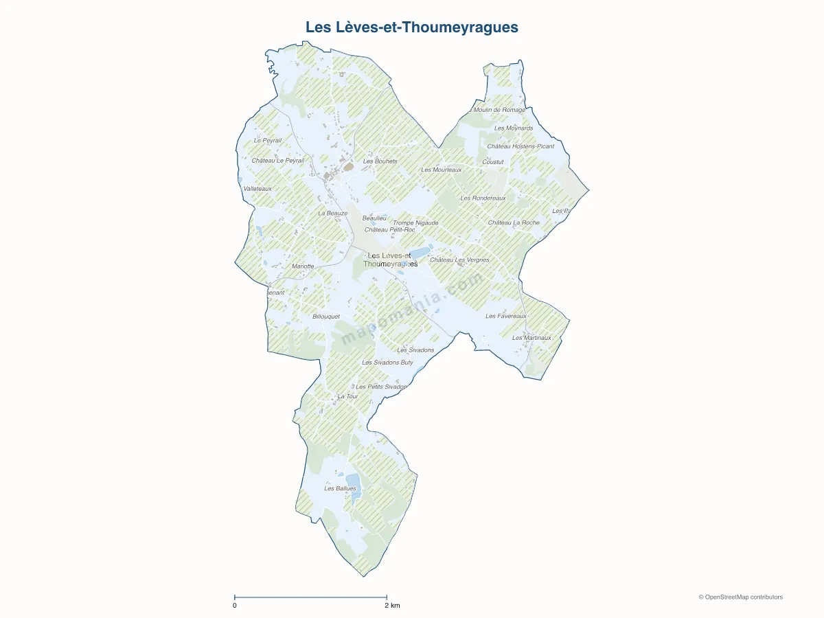 Carte de Les Lèves-et-Thoumeyragues à personnaliser