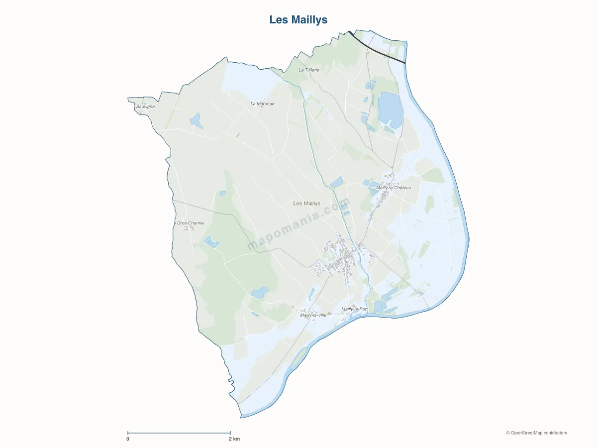 Carte de Les Maillys à personnaliser