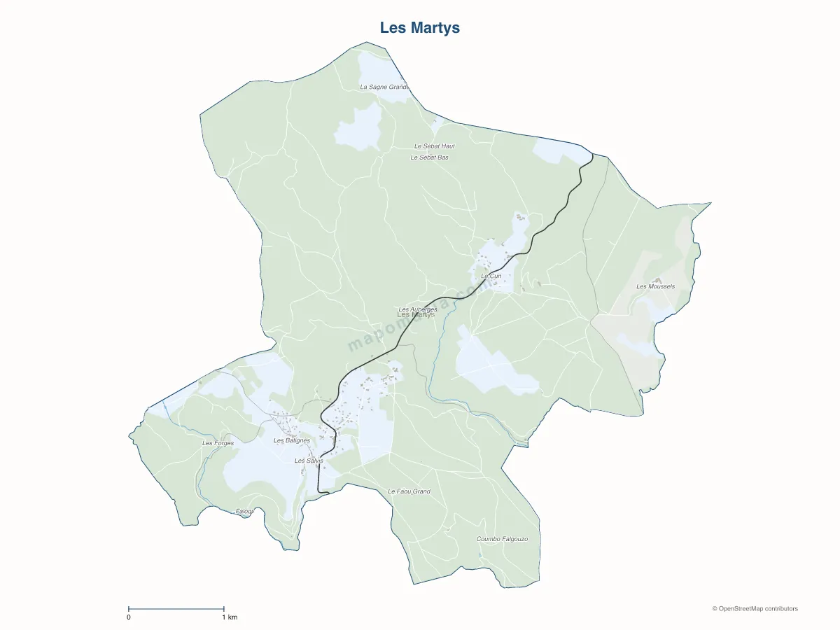 Carte de Les Martys à personnaliser