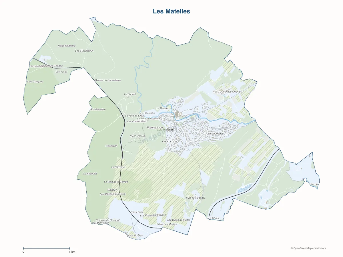 Carte de Les Matelles à personnaliser