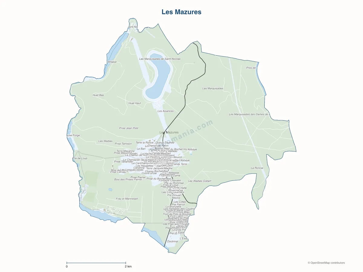 Carte de Les Mazures à personnaliser