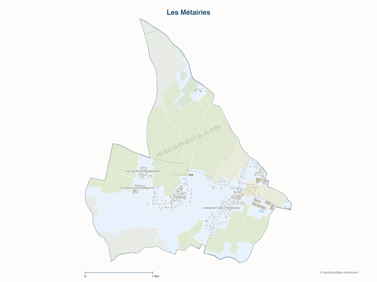 Carte de Les Métairies à personnaliser