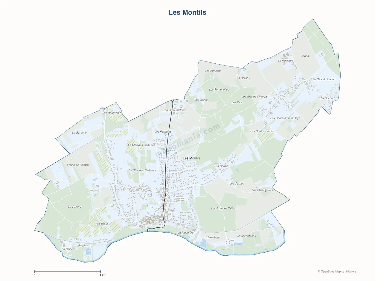 Carte de Les Montils à personnaliser