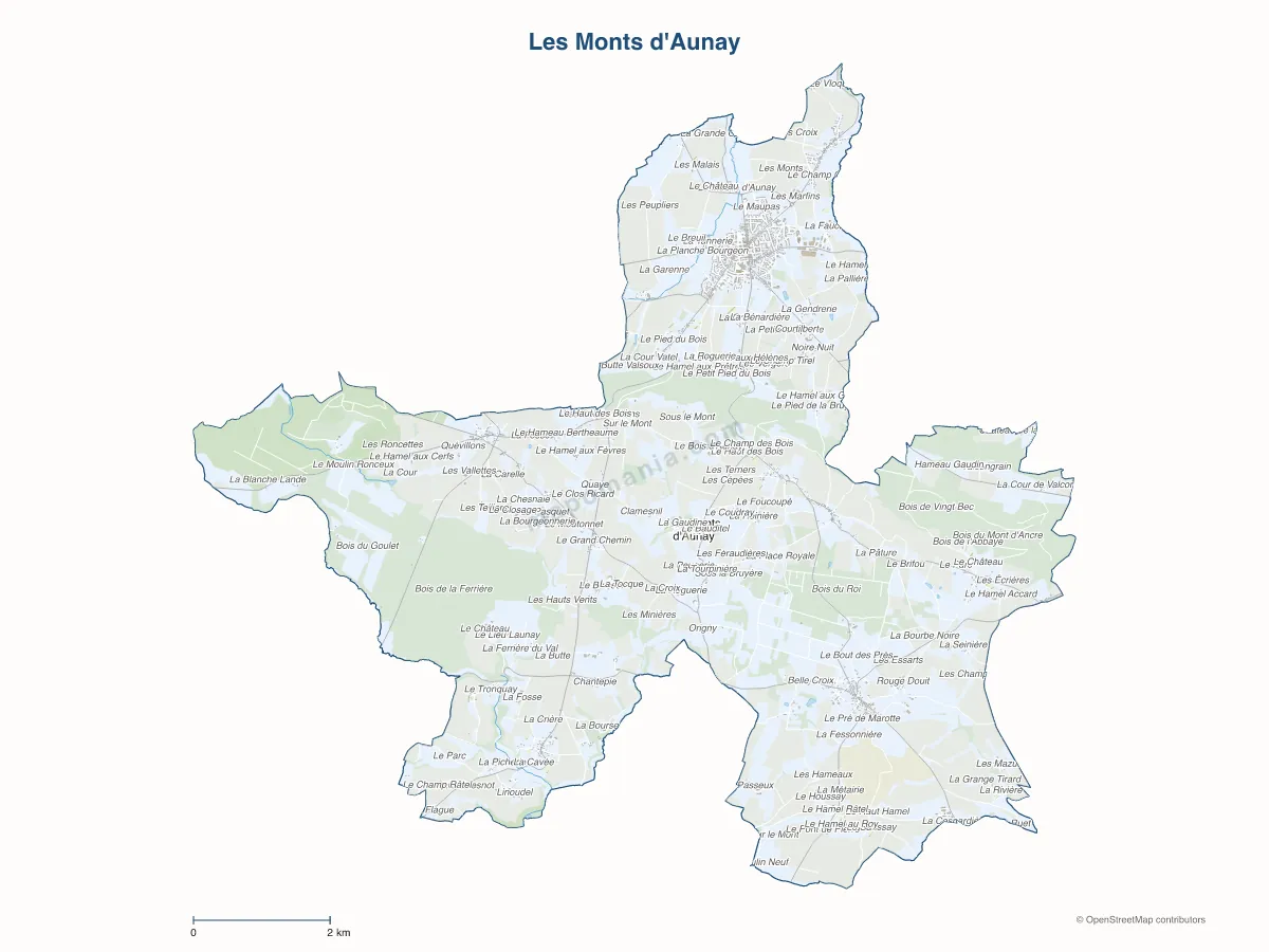 Carte de Les Monts d'Aunay à personnaliser