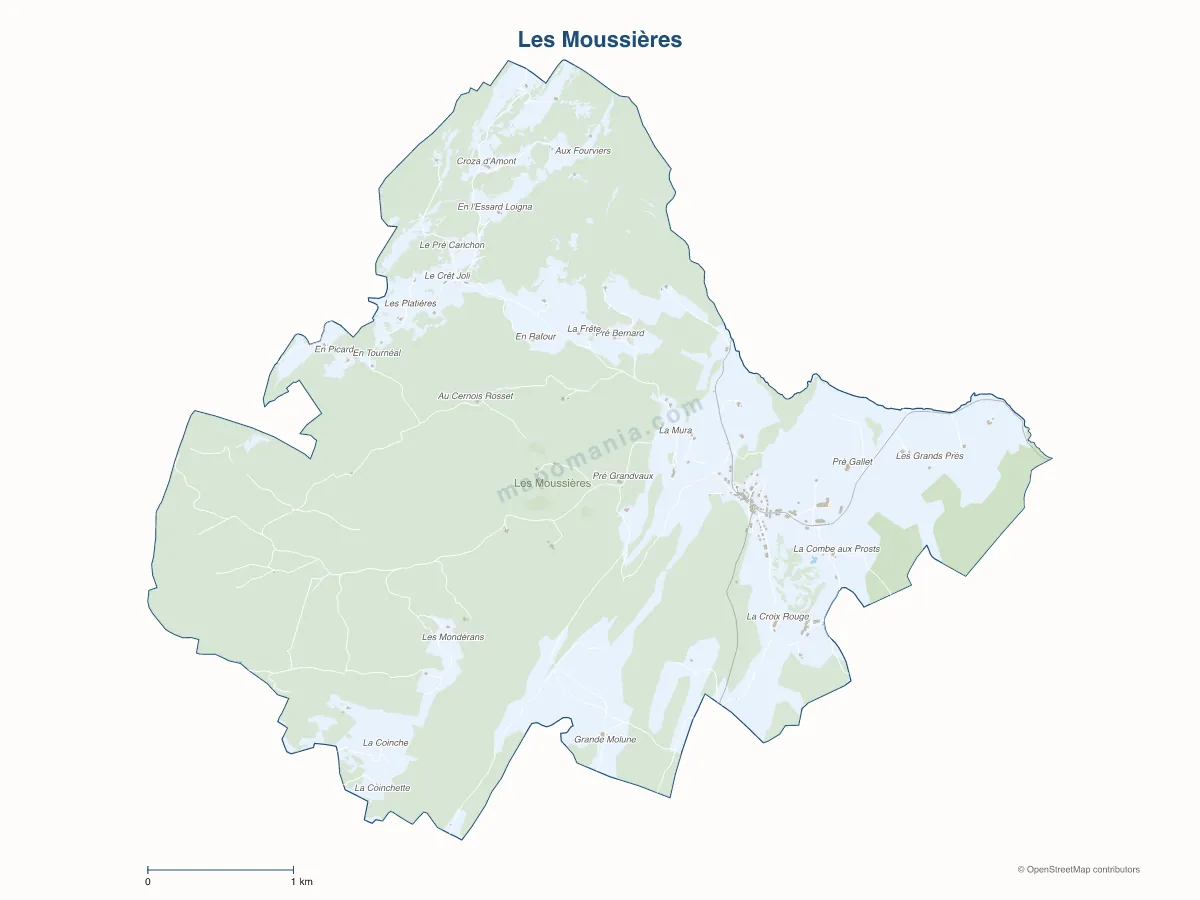 Carte de Les Moussières à personnaliser