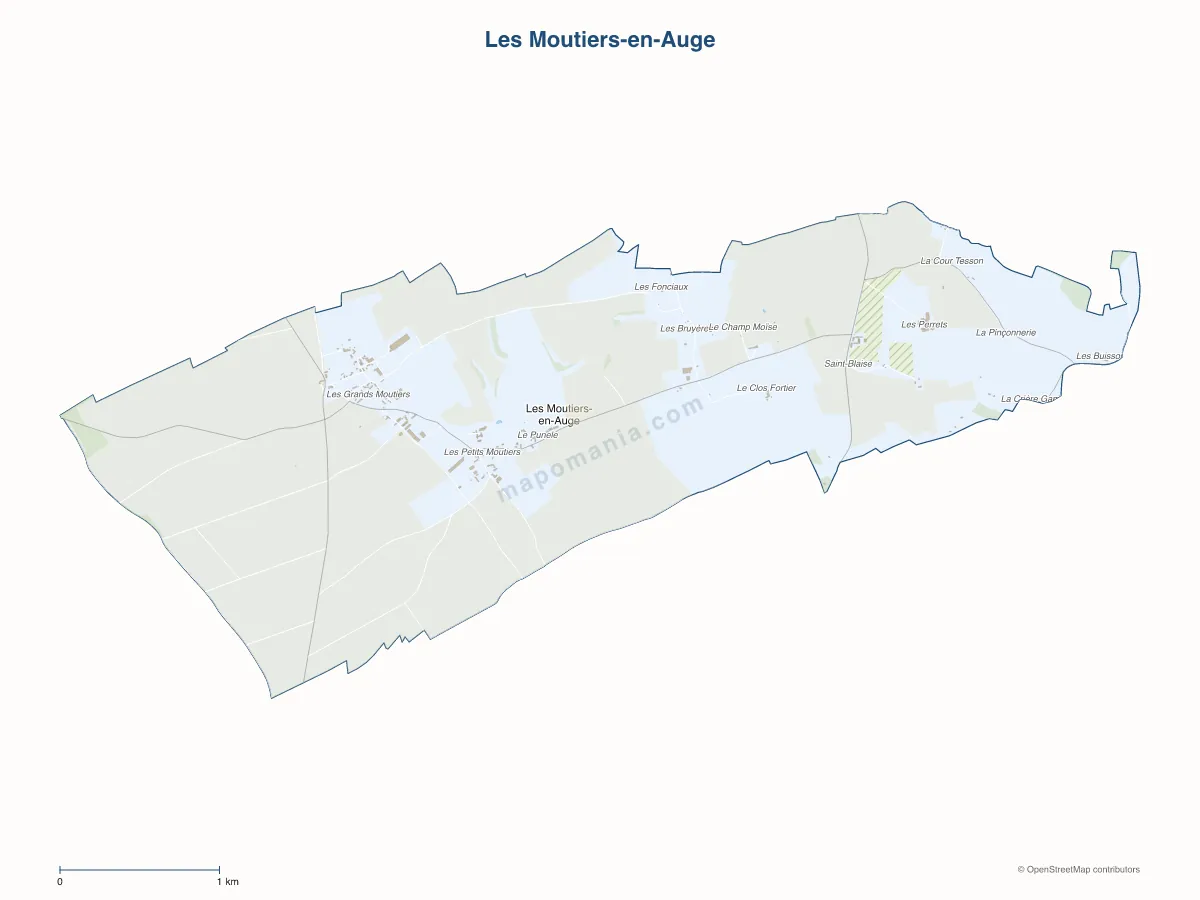 Carte de Les Moutiers-en-Auge à personnaliser
