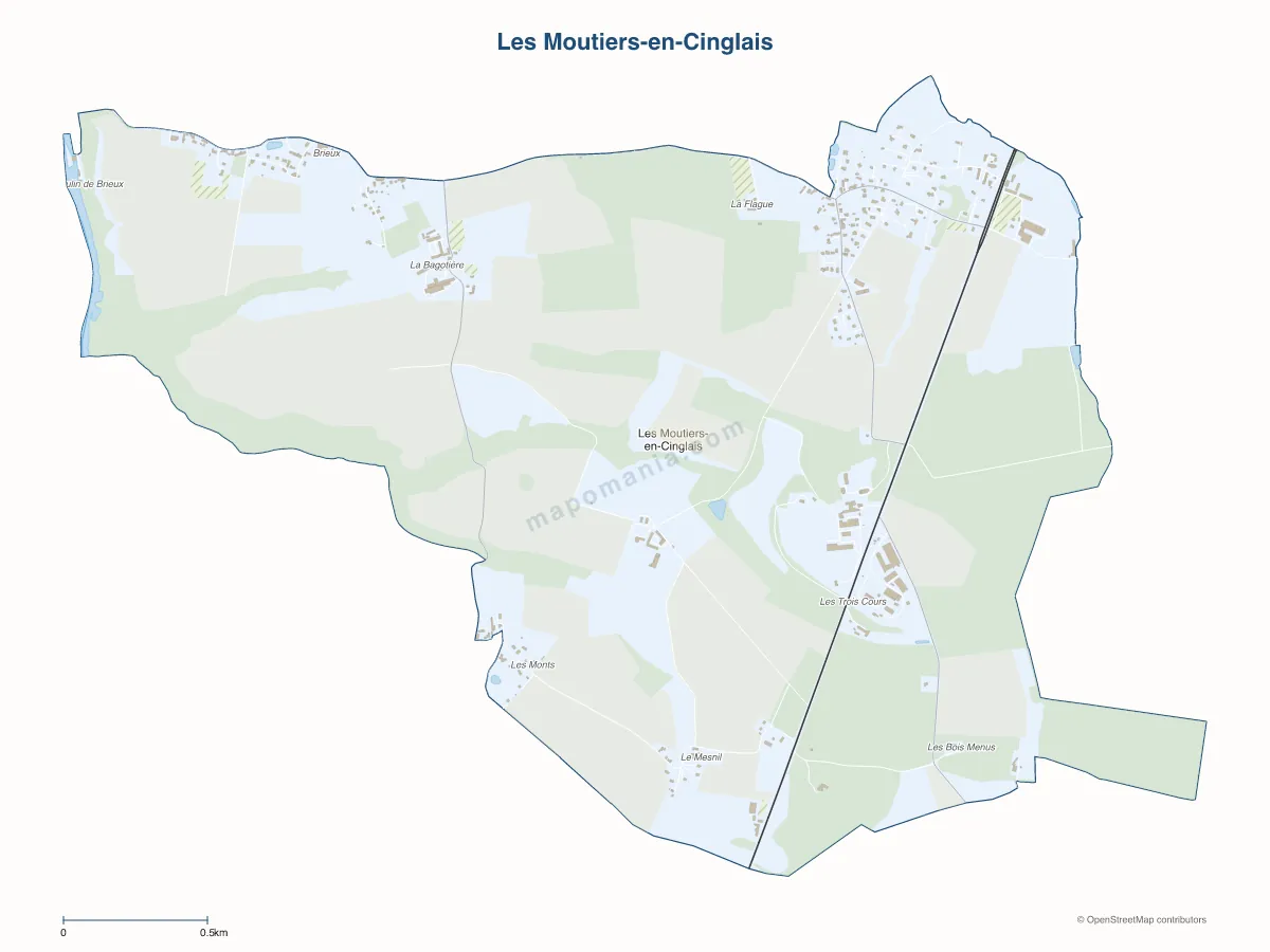 Carte de Les Moutiers-en-Cinglais à personnaliser