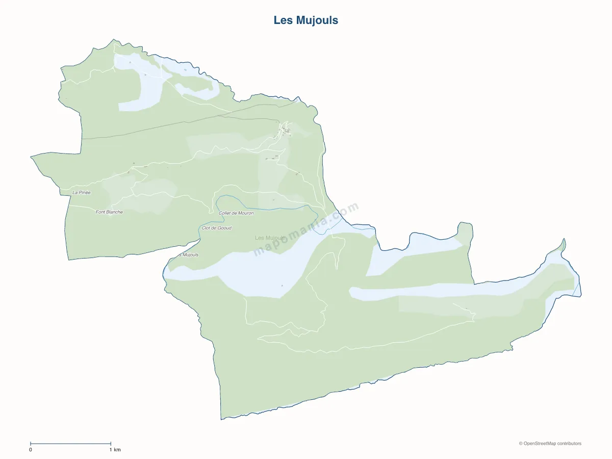 Carte de Les Mujouls à personnaliser