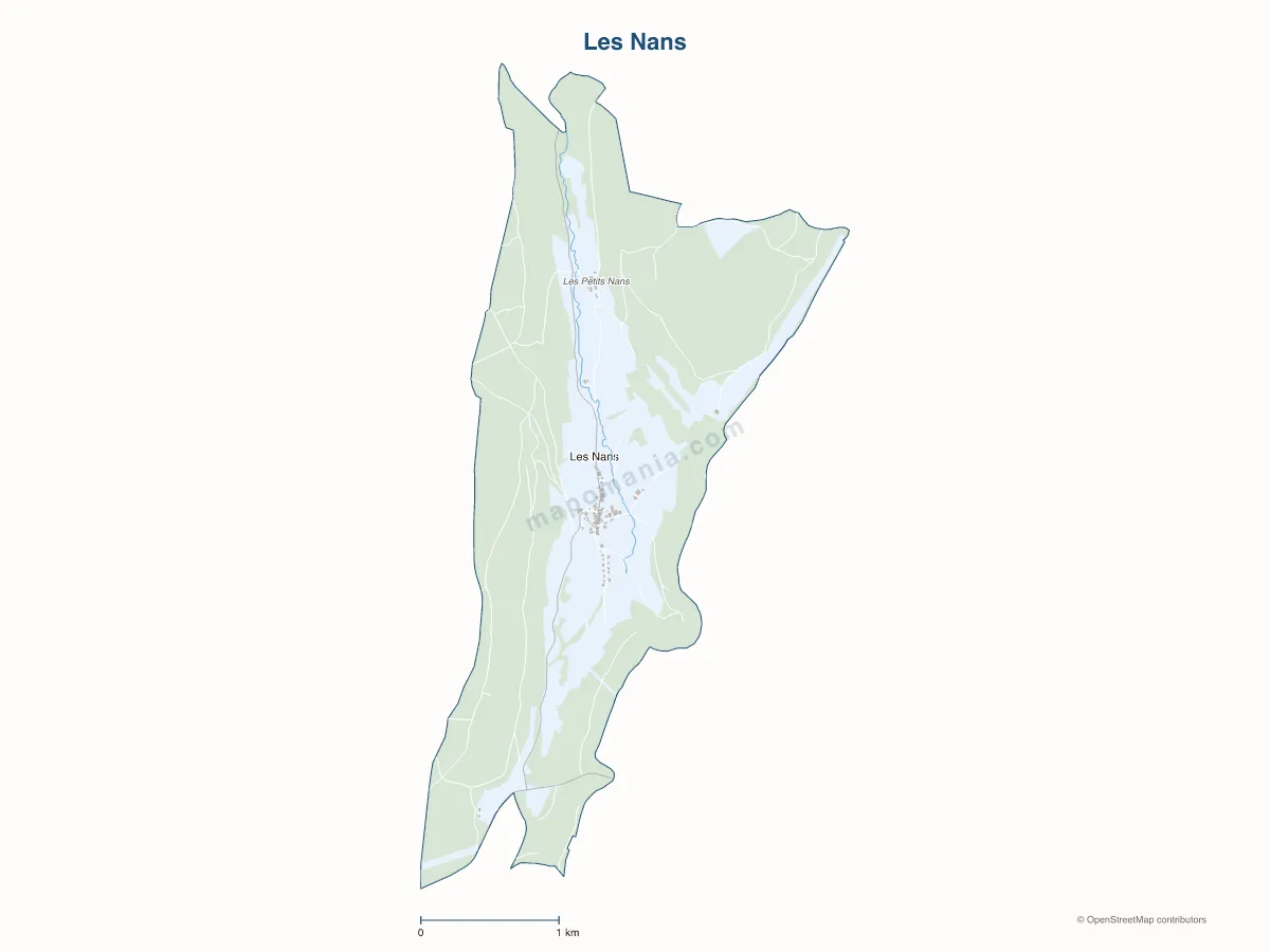 Carte de Les Nans à personnaliser