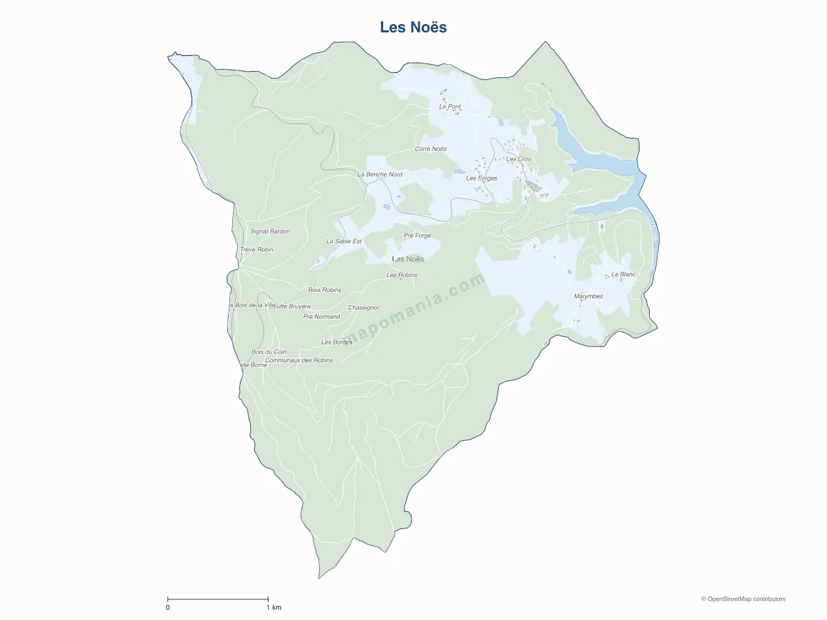 Carte de Les Noës à personnaliser