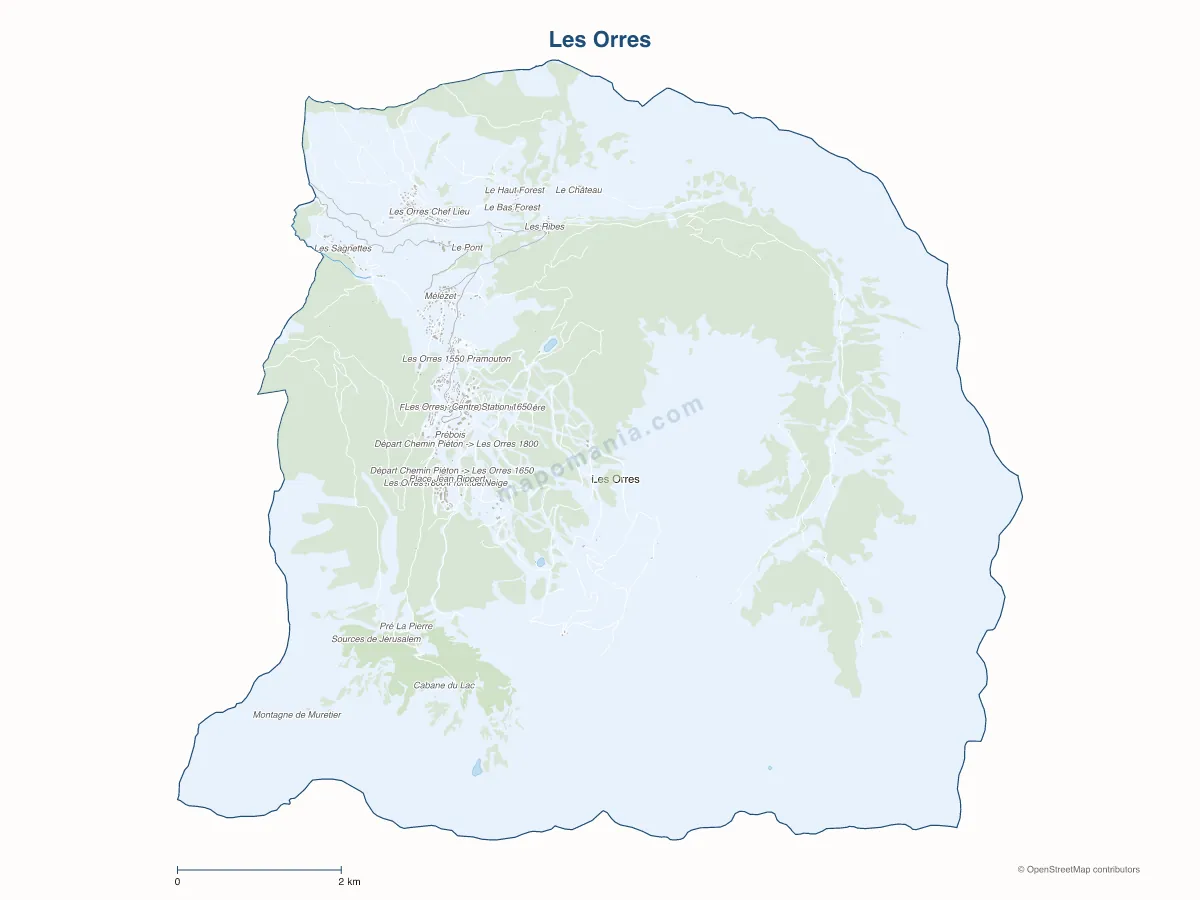 Carte de Les Orres à personnaliser