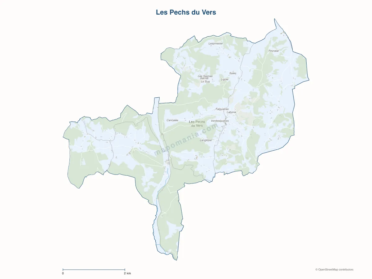 Carte de Les Pechs du Vers à personnaliser