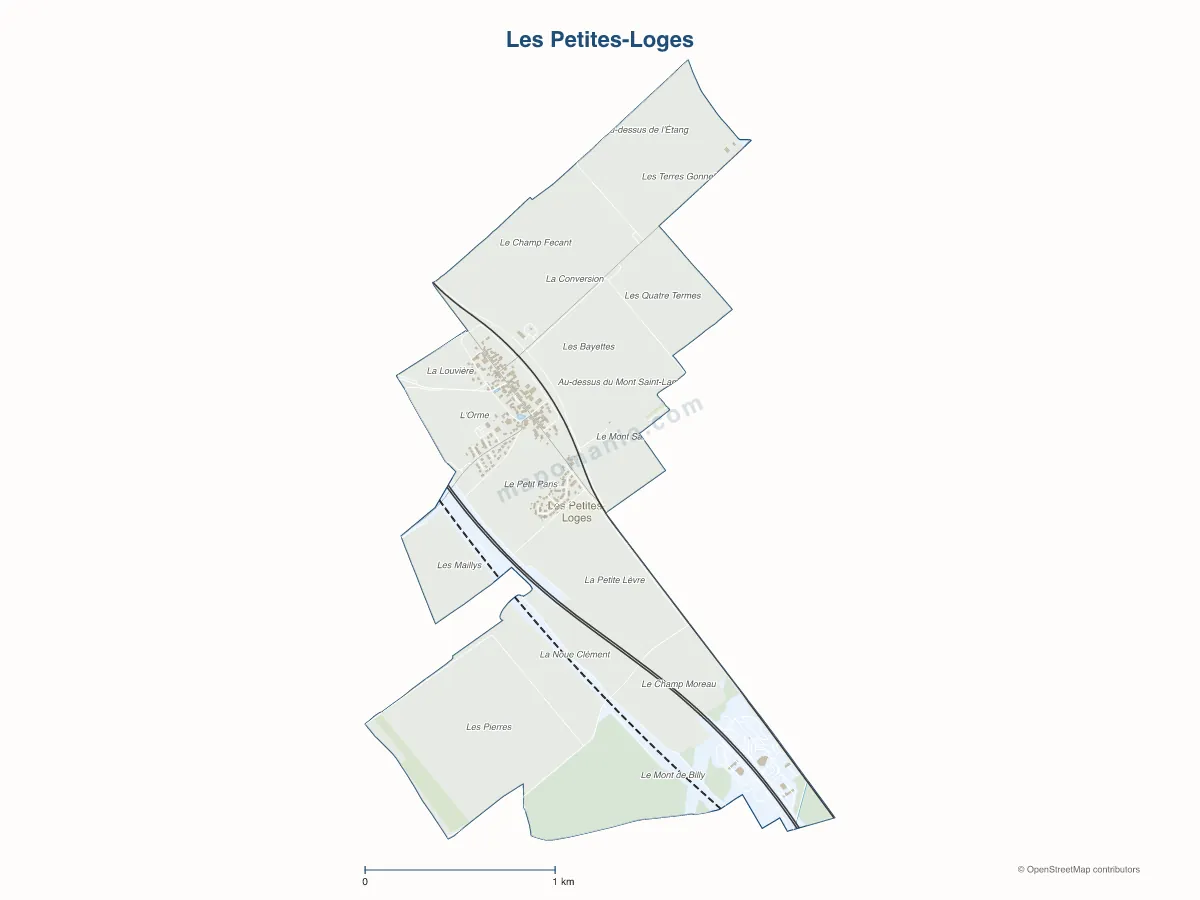 Carte de Les Petites-Loges à personnaliser