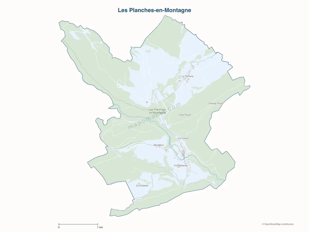 Carte de Les Planches-en-Montagne à personnaliser