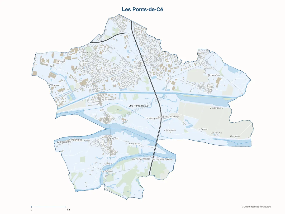 Carte de Les Ponts-de-Cé à personnaliser