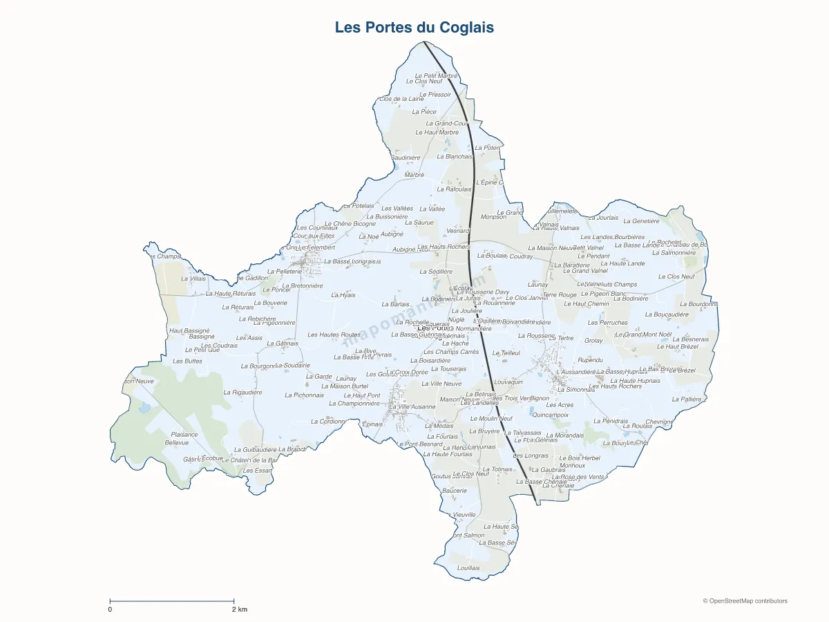 Carte de Les Portes du Coglais à personnaliser