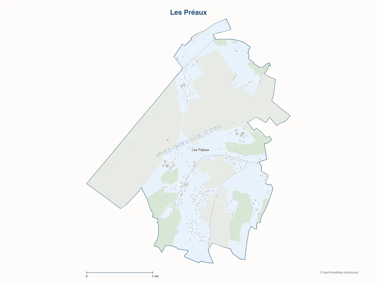 Carte de Les Préaux à personnaliser