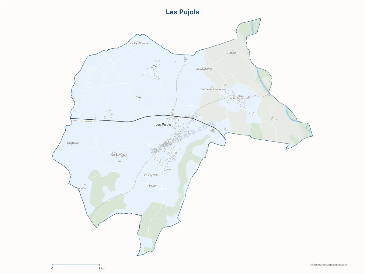 Carte de Les Pujols à personnaliser