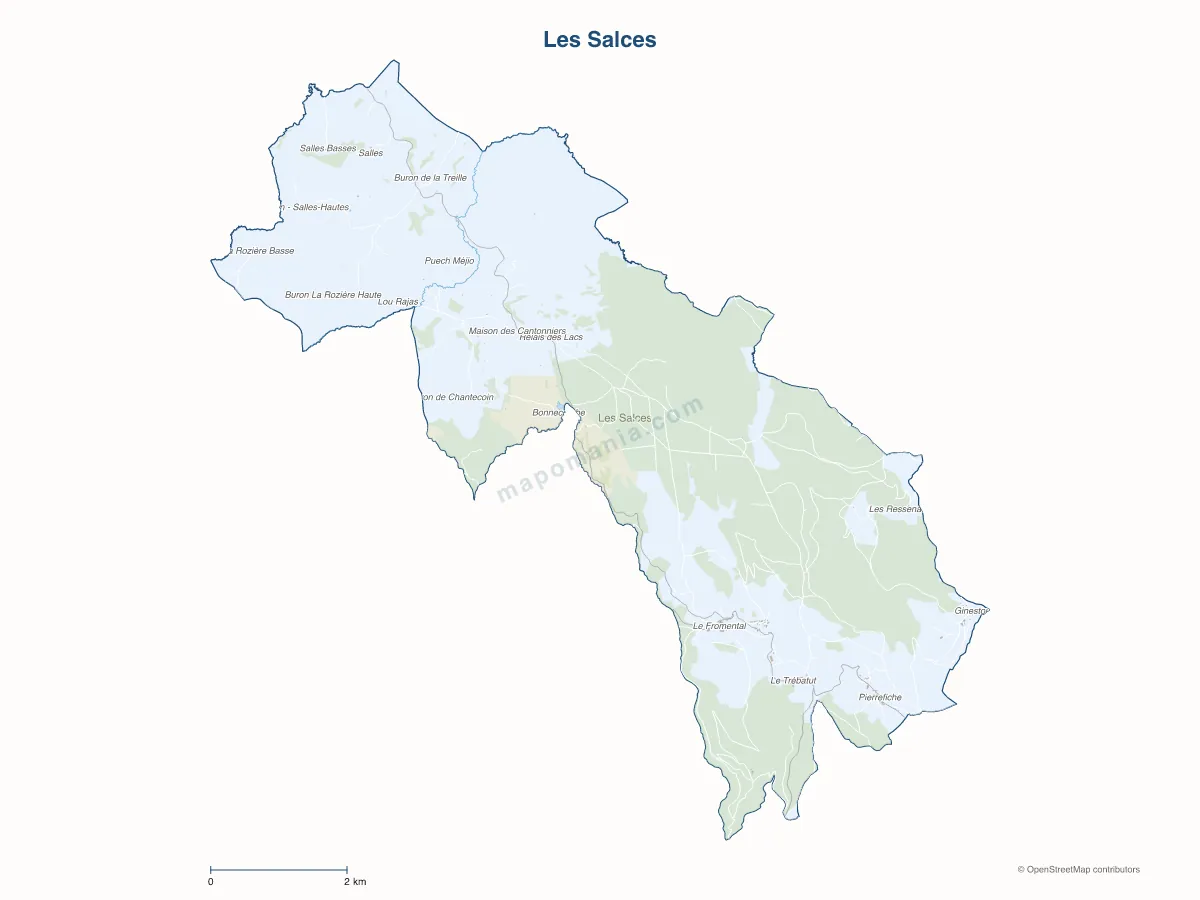 Carte de Les Salces à personnaliser