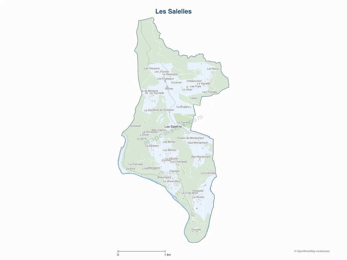 Carte de Les Salelles à personnaliser
