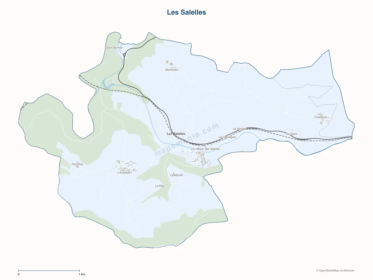 Carte de Les Salelles à personnaliser